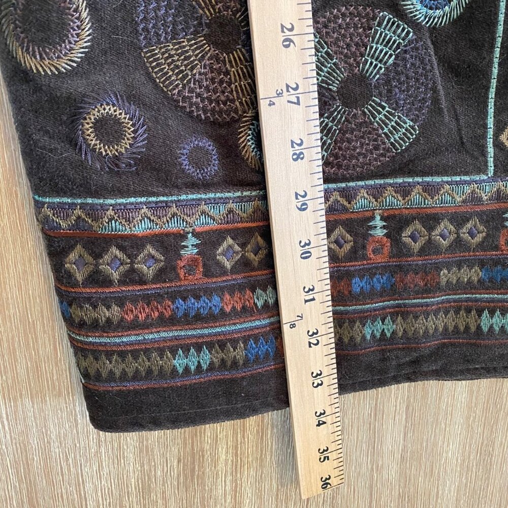 Pamela McCoy Coat Women's Brown Sz M Embroidered Studded Boho Ecletic Mid Length - Picture 16 of 16